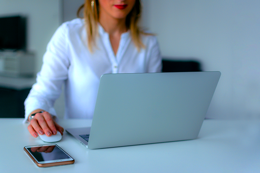 woman working on computer